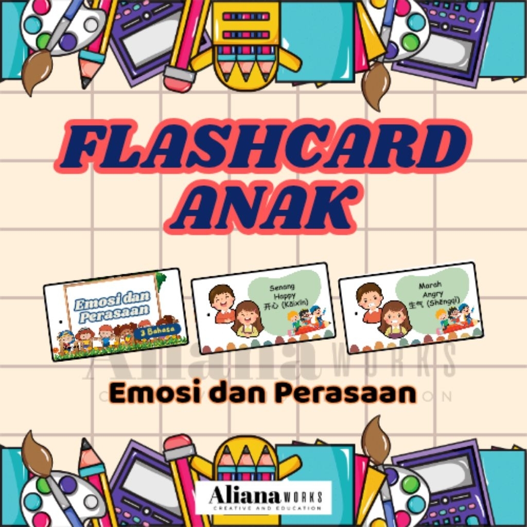 TERMURAH | Kartu Edukasi Anak Pengenalan Emosi dan Perasaan | 3 BAHASA