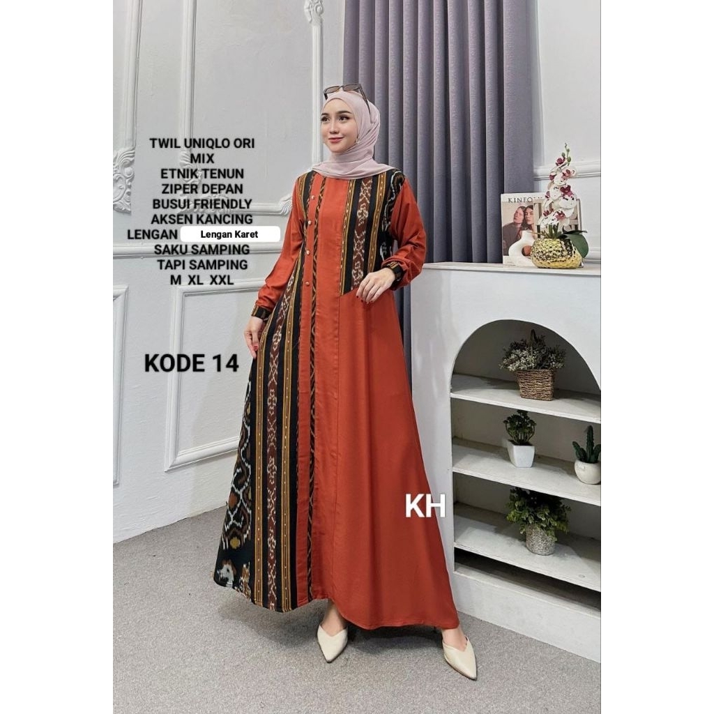 GAMIS TWILL POLOS KOMBINASI TENUN SONGKET TROSO RAYON TWILL UNIQLO