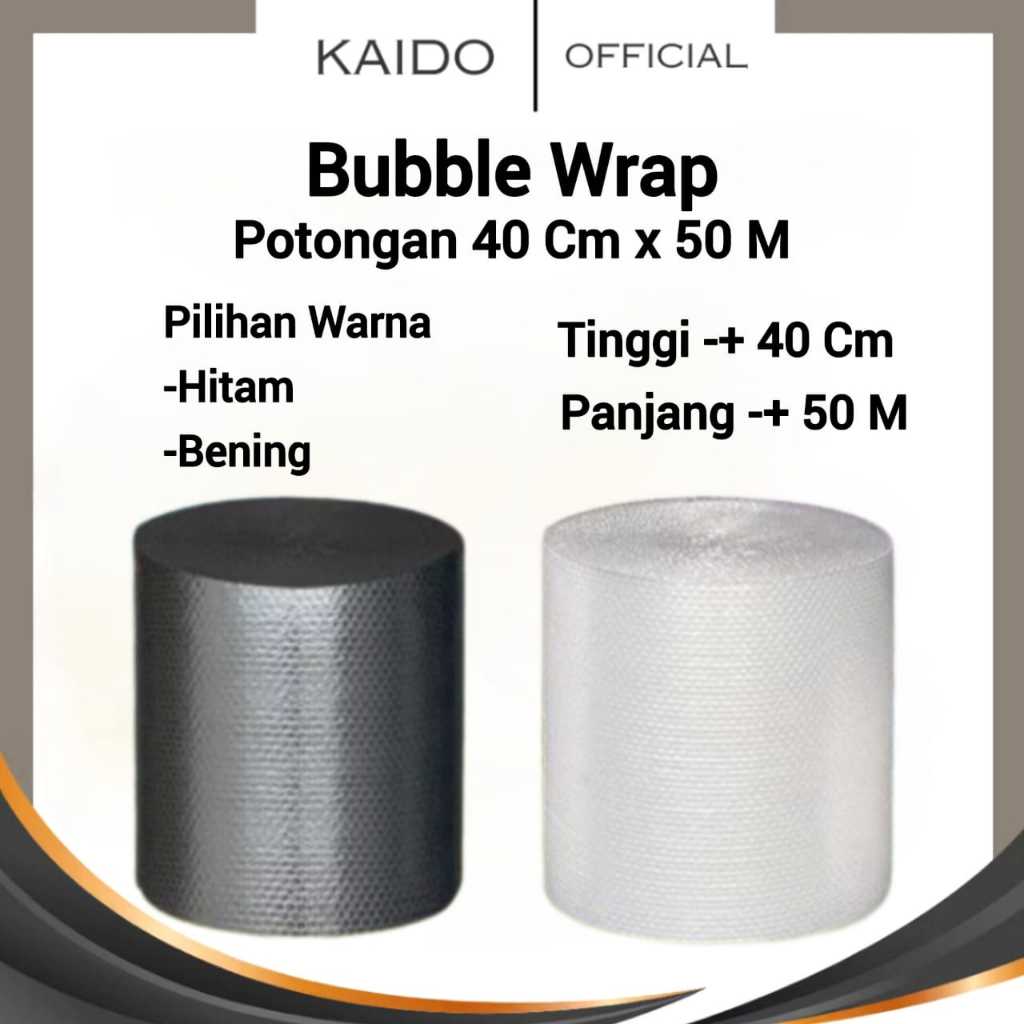 

BubbleWrap 40 Cm x 50 Meter Bubble Wrap Roll Packing Online Gelembung Warna Bening Hitam