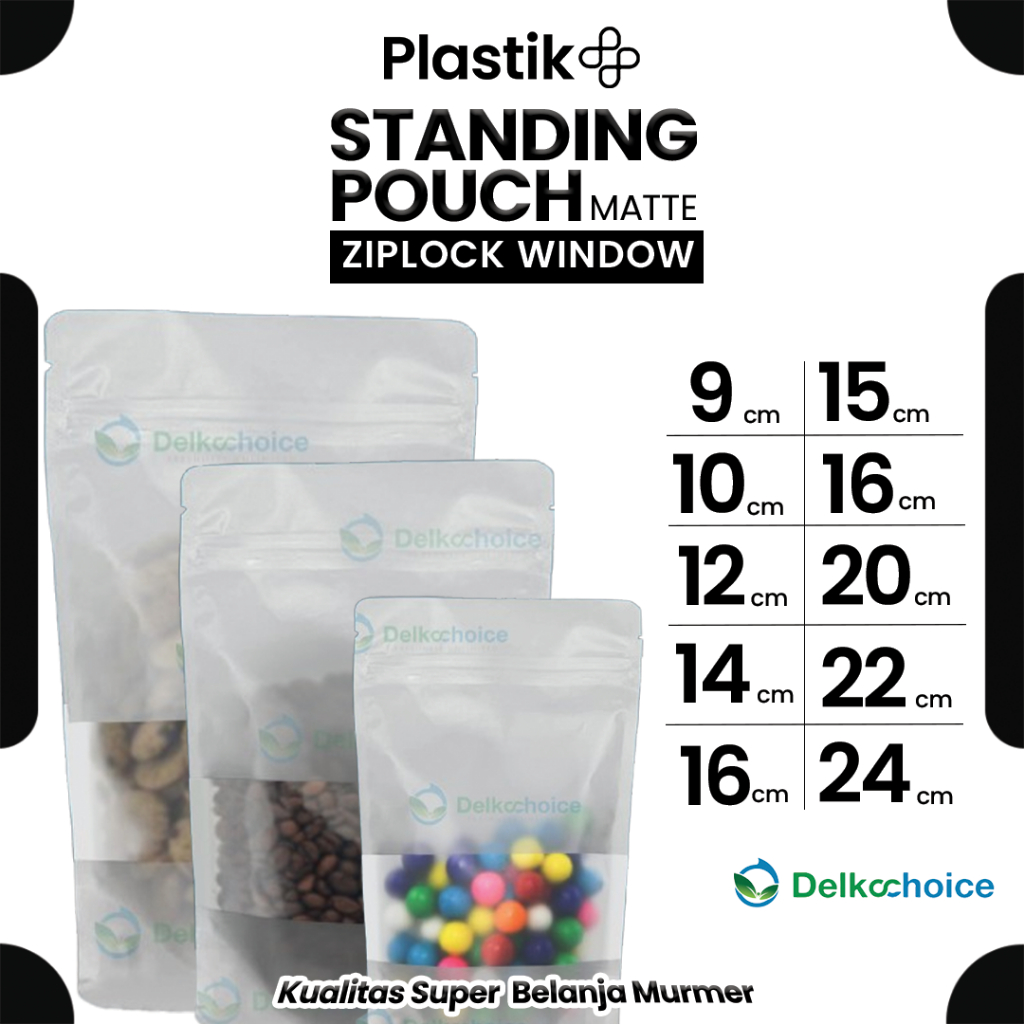 Standing Pouch Matte Doff Window Ziplock PUTIH (WHITE) / Plastik Klip Kemasan Makanan Harga Satuan