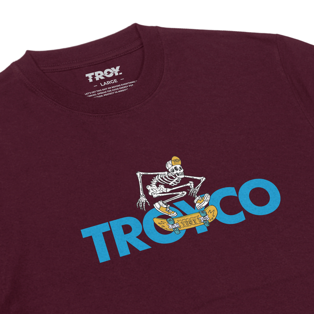 Troy Company Tshirt Maroon Deathflip - Kaos Lengan Pendek Kaos Merah Maroon MTD 2814