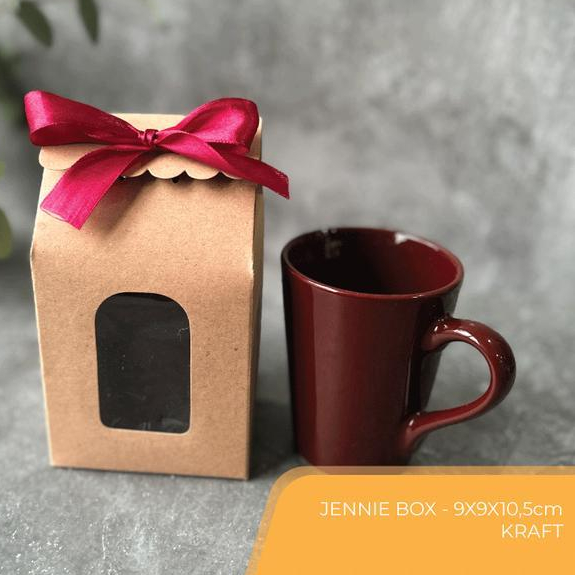 

Kotak Kardus Gelas Mug Slim Box Ukuran 9x9x10,5 Cm Warna Coklat Polos Estetik Free Pita