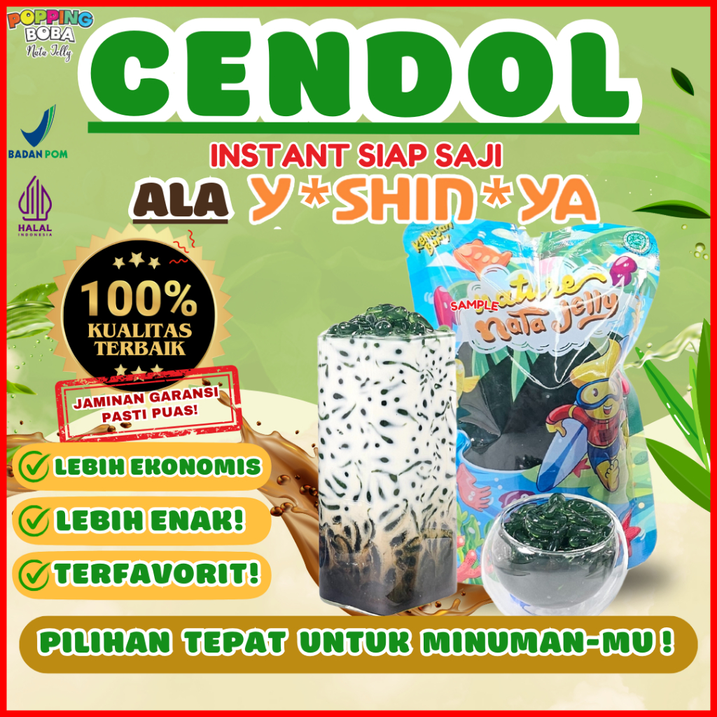 

Cendol Kecebong Dawet Hijau Boba Bubble Tapioca Pearl Selasih Ala Yoshinoya - Jelly Cendol Dawet Kecebong Hijau 500 Gram Tanpa Perlu Dimasak - Untuk Topping Minuman [KOMBO HEMAT]
