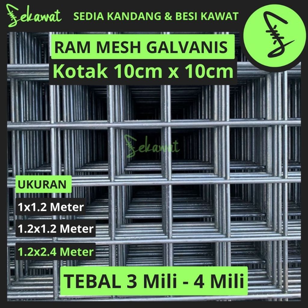 Ram Mesh Galvanis Lembaran 10cm x 10cm Tebal 3mm / 4mm – Cocok untuk Pagar & Konstruksi