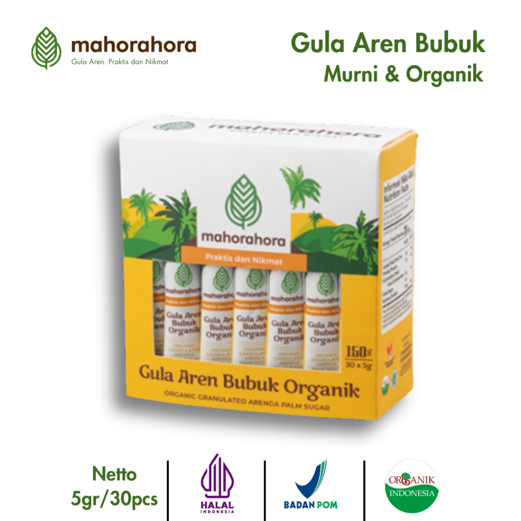 

Gula Aren Bubuk Sachet / Stick Mahorahora 5gr - isi 30 sachet