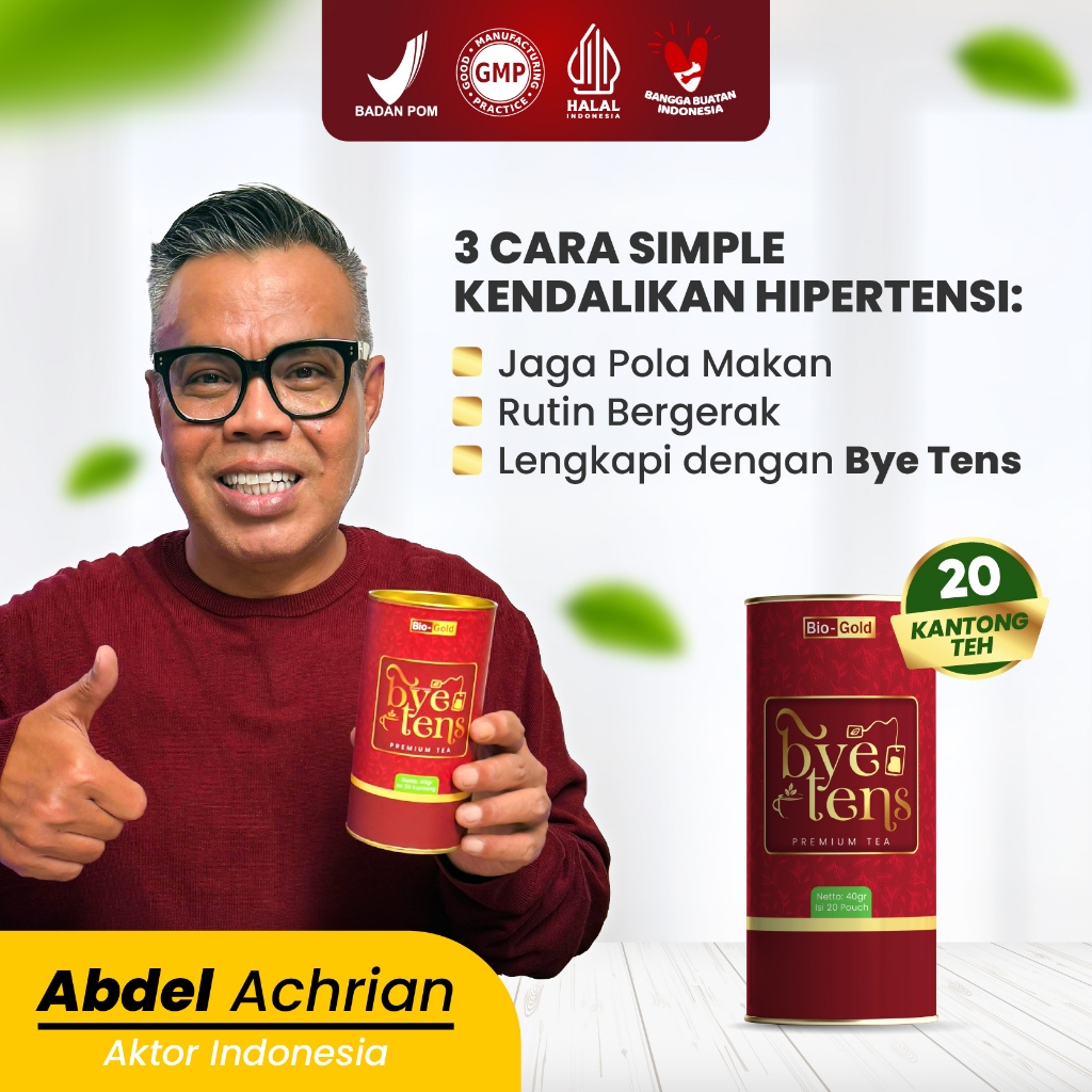 

Teh Bye Tens Bio Gold Premium Tea Dapat Membantu Atasi Hipertensi Kolestrol & Tekanan Darah Tinggi BPOM