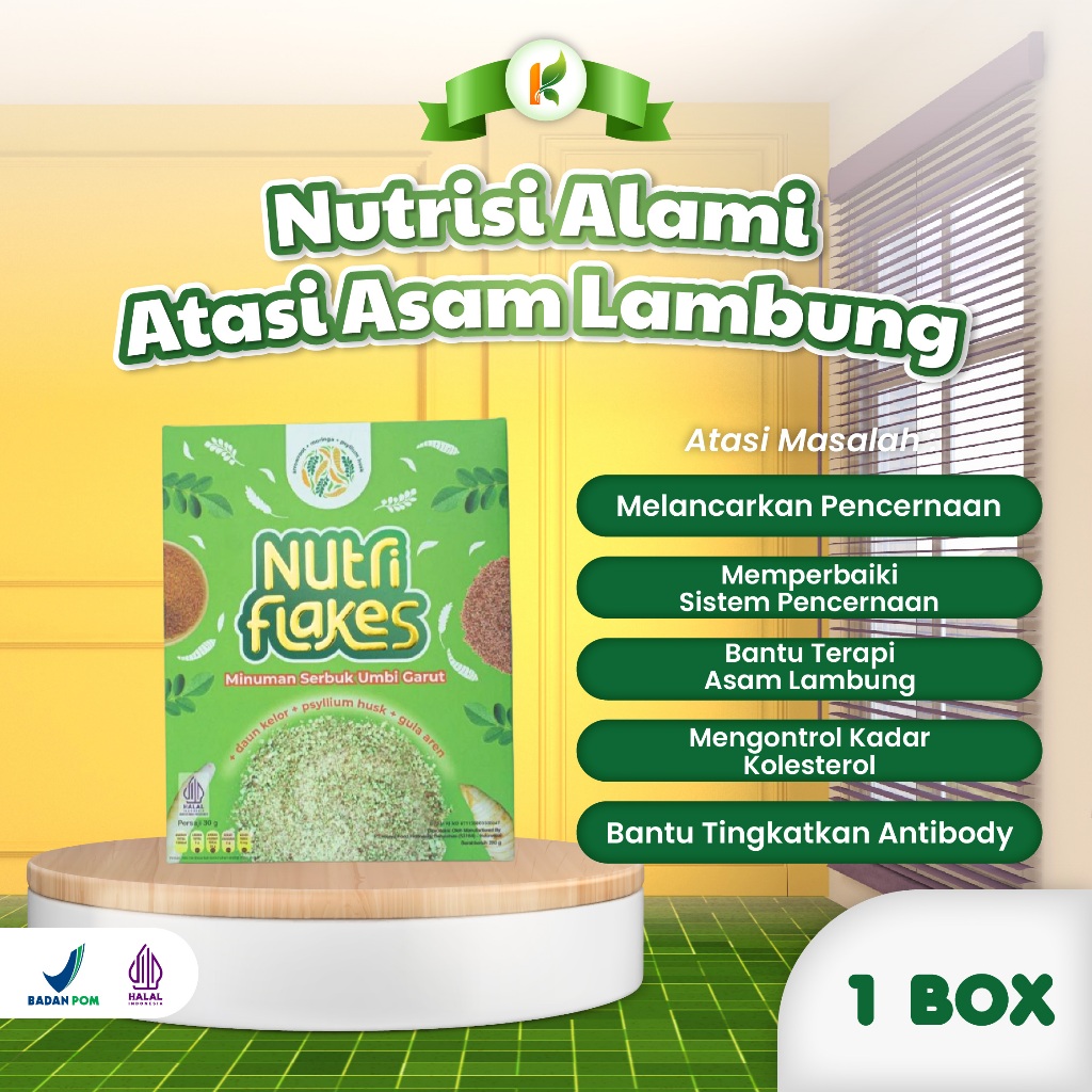 

Nutriflakes Sereal Umbi Garut Original Lokal No. 1 / Nutriflakes Asam Lambung Original