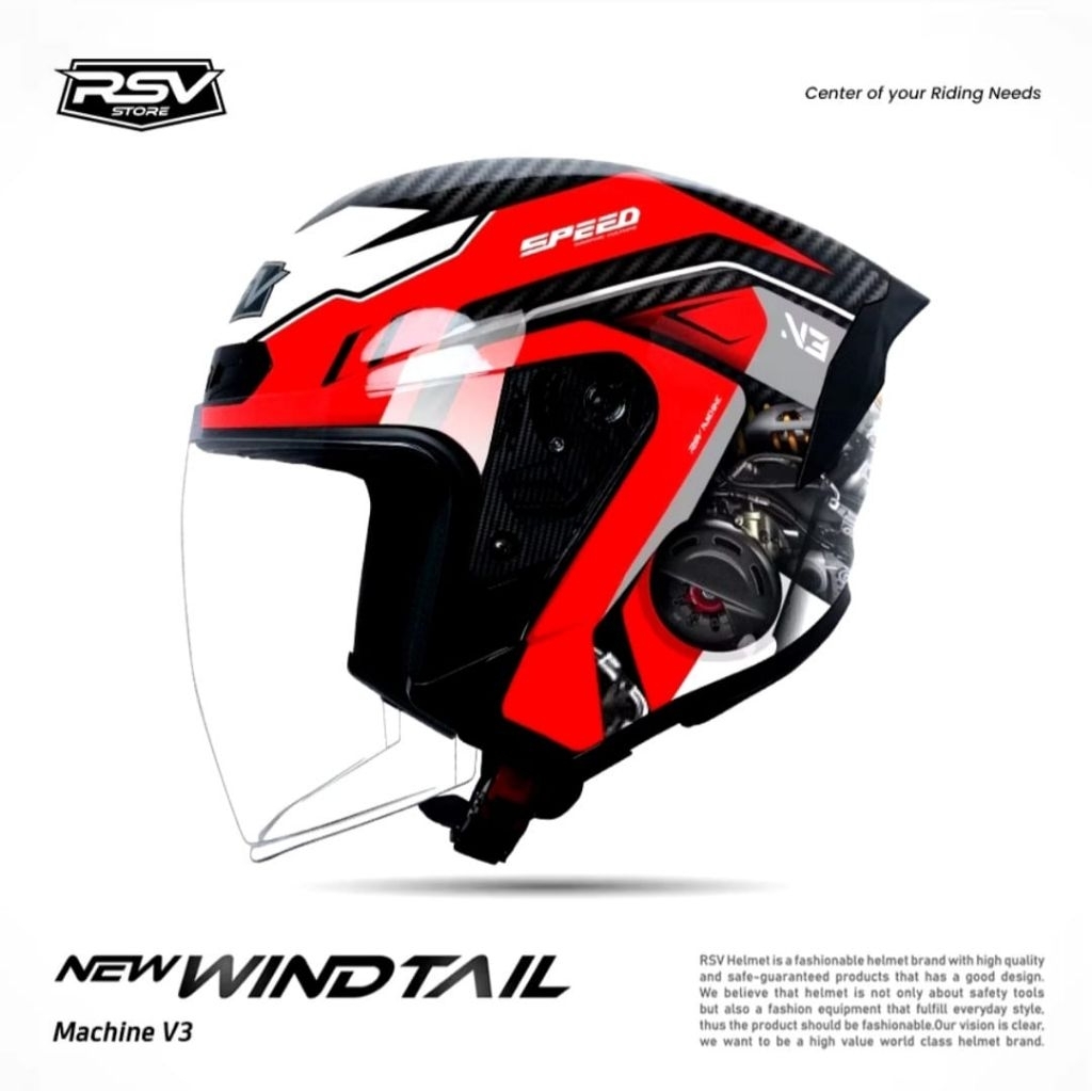 HELM RSV NEW WINDTAIL MACHINE V3 SINGLE VISOR HELM HALF FACE