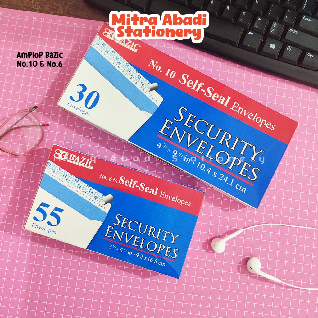 

(1 PACK) AMPLOP BAZIC NO 6 & 10 / ENVELOPE BESAR KECIL SURAT MENYURAT PUTIH POLOS+LEM