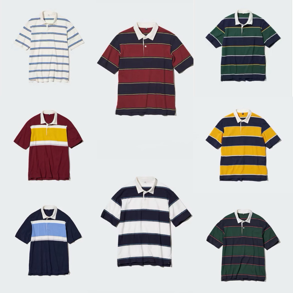 UNIQLO RUGGER POLO SHORT SLEEVE SHIRT STRIPED