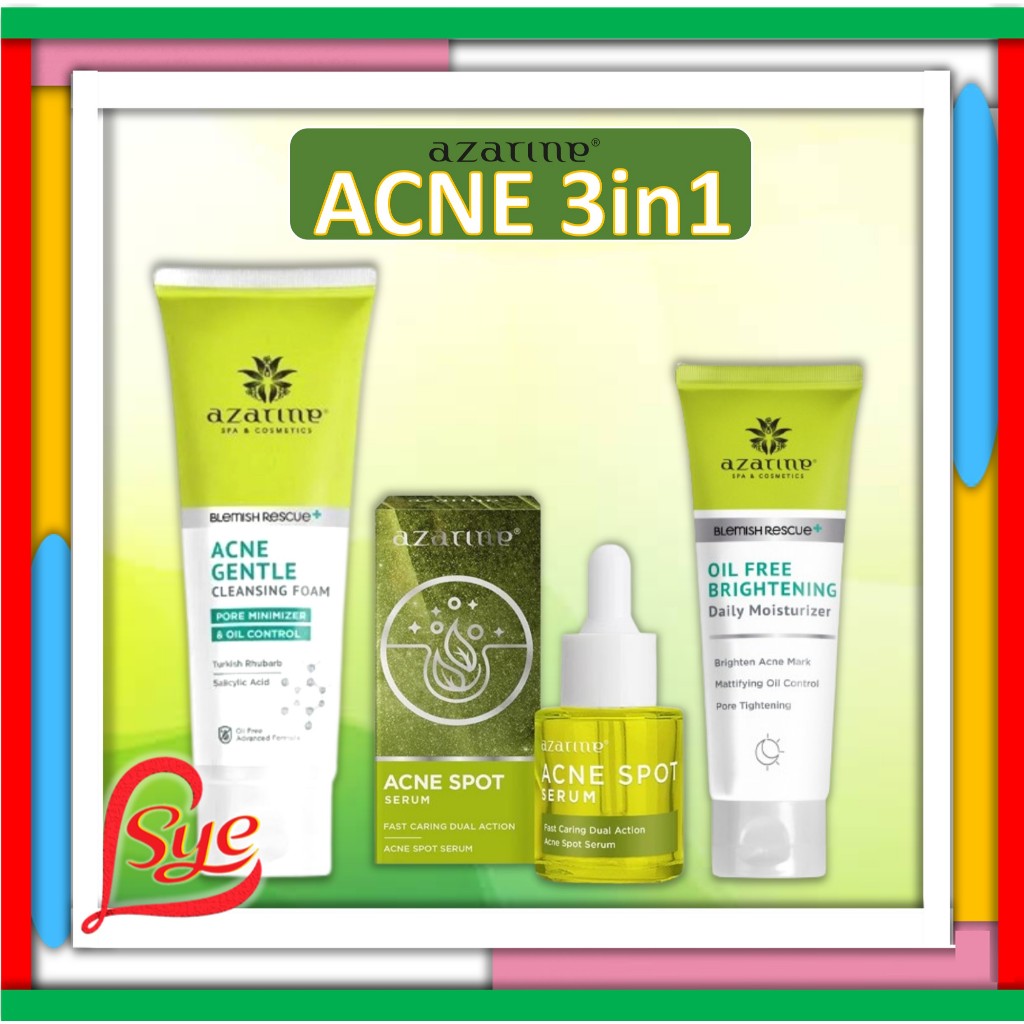 Azarine Acne Paket 3In1 | Paket Anti Jerawat | Perawatan Kulit Berjerawat | Acne Treatment | Sye