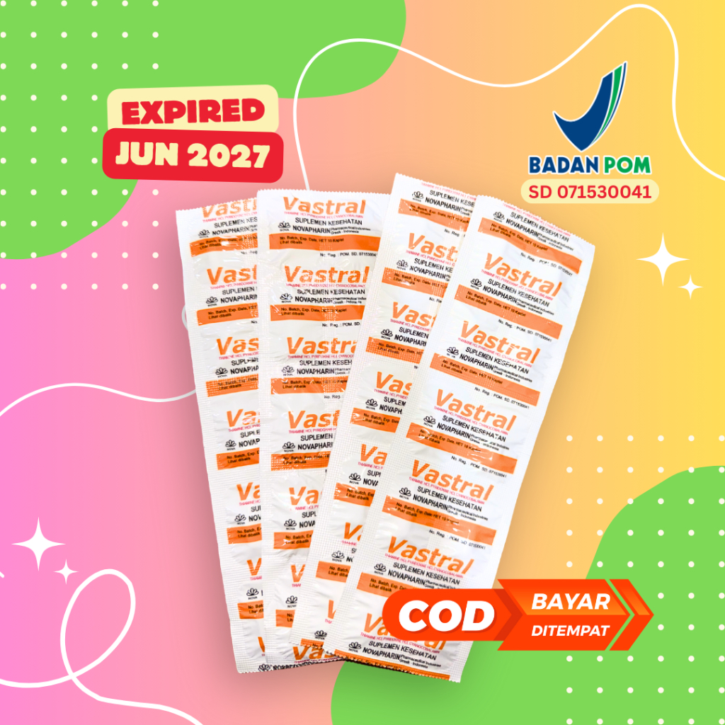 VASTRAL ECERAN 1 Strip (10 Kapsul) / Vitamin B Kompleks / Multivitamin / Suplemen Kesehatan / Suplem