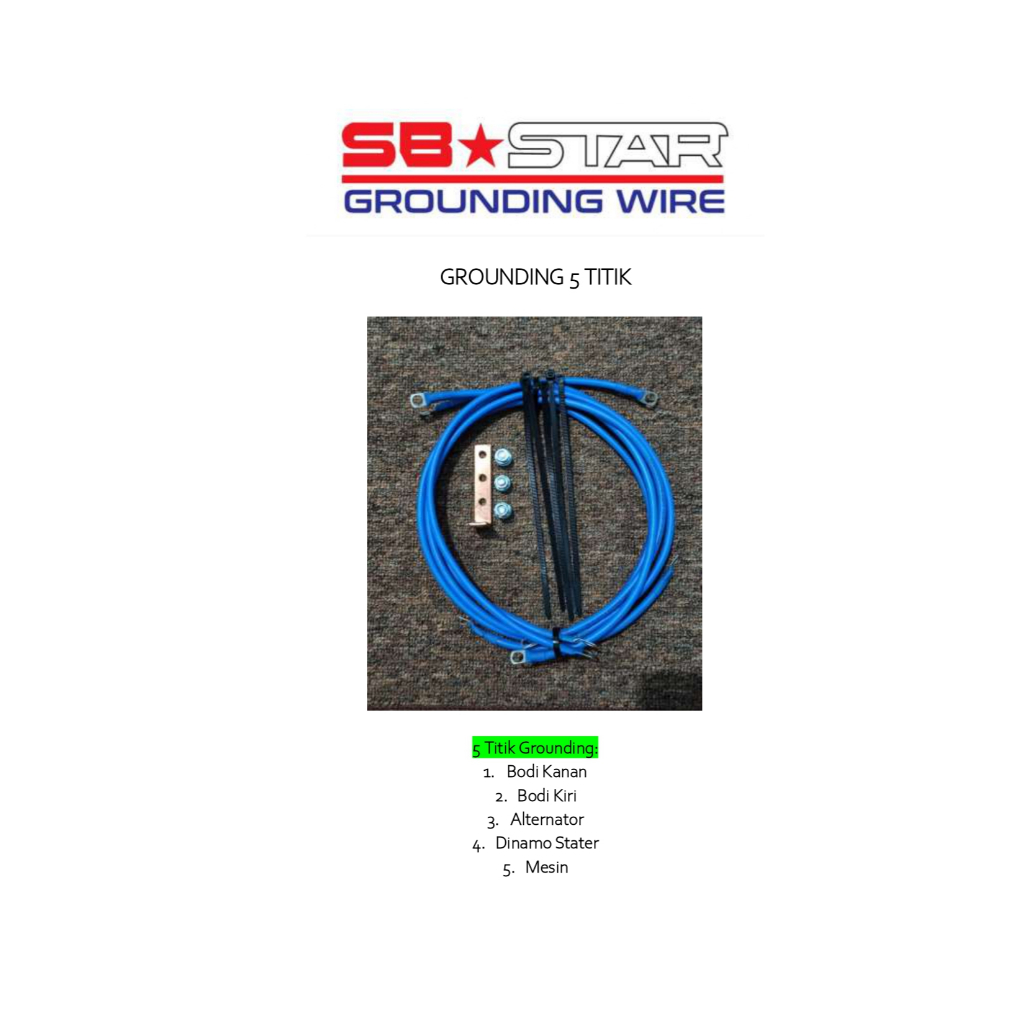 SB Star Kabel Grounding Mobil Universal 5 Titik
