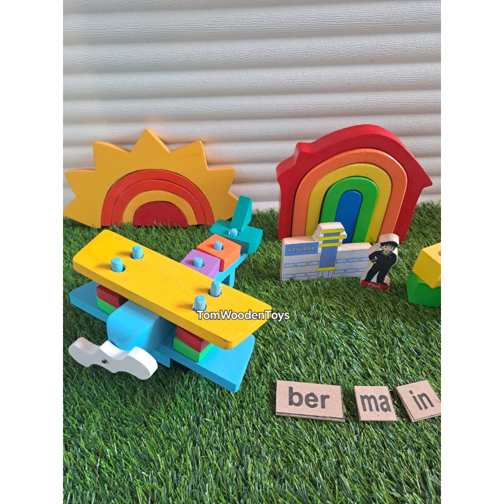 Mainan Edukatif Pesawat Kayu Mainan Anak TK PAUD