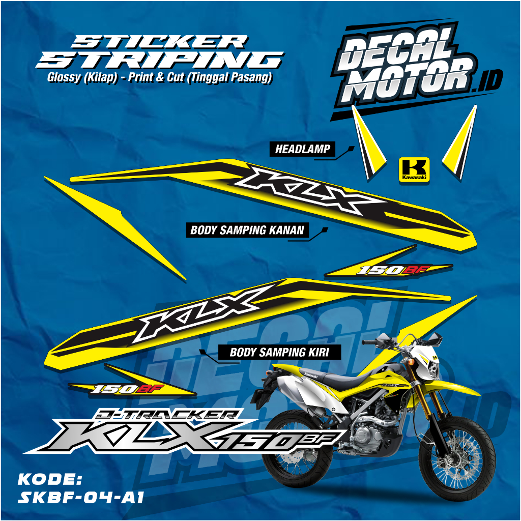Stiker Decal Vinyl KLX BF EXTREME 150  - Sticker Decal Kawasaki 150 BF Semi Full Body Motif List Kun