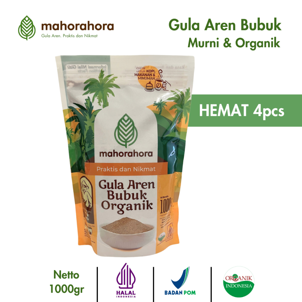 

Mahorahora Paket Hemat Gula Aren Bubuk Organik 1 Kg , Premium dan Halal - 4 pcs