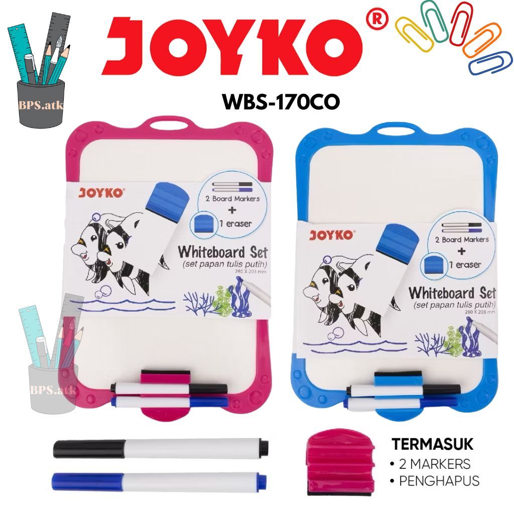 

(1 set) Papan Tulis Putih Set Whiteboard Set JOYKO WBS-170CO Papan Tulis Anak