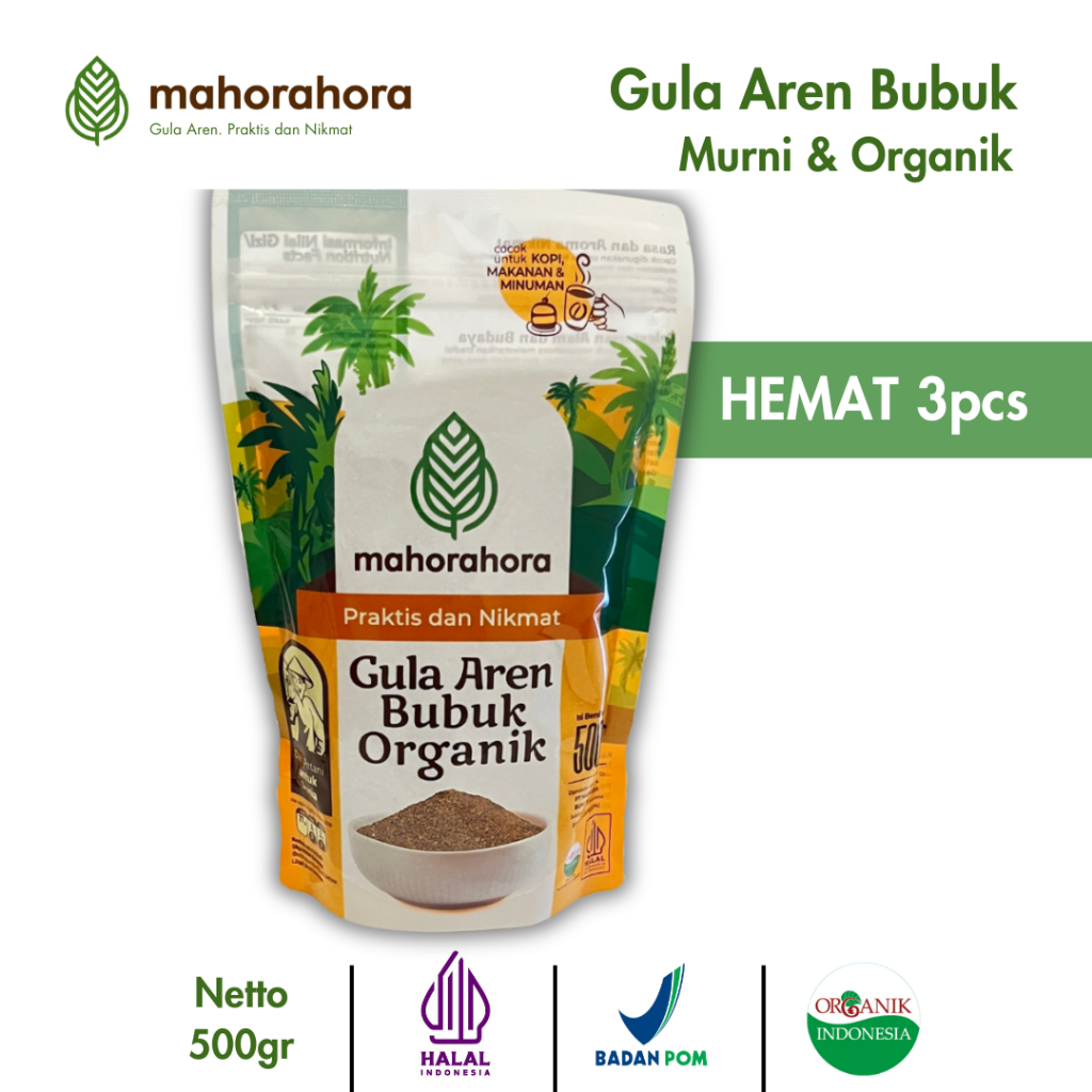 

Mahorahora Paket Hemat Gula Aren Bubuk Organik 500 gr, Premium dan Halal - 3 pcs