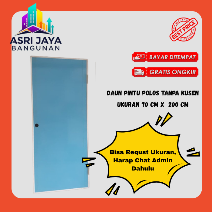 Daun Pintu Kamar Mandi Bahan PVC Polos Tanpa Kusen dengan ukuran 70 Cm x 200 Cm ( JIKA INGIN REQUEST