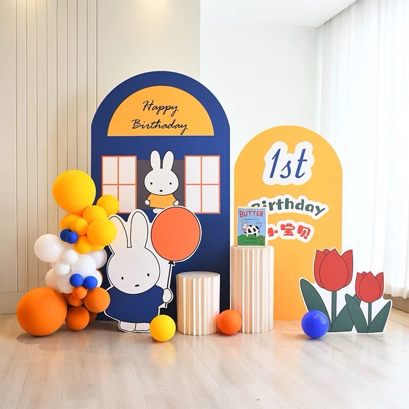 PAKET DEKORASI TEMA MIFFY BACKDROP / STANDING KARAKTER ULANG TAHUN ANAK / PAKET DEKORASI ULANG TAHUN