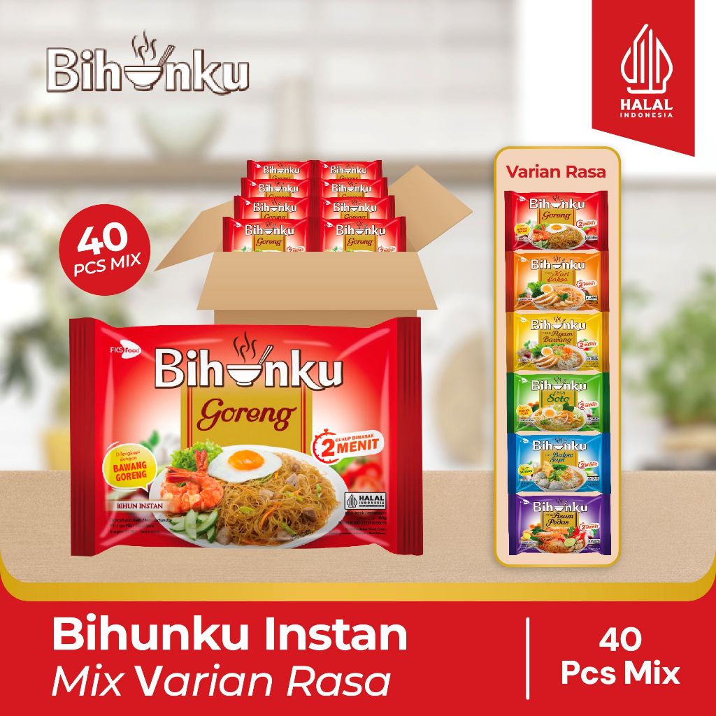 

Bihunku Instan - Mix Varian Rasa - 1 karton - 40 Pcs - 55 gr