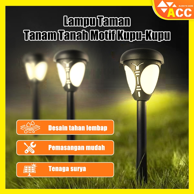 ACC Lampu Taman Tenaga Surya Kupu-Kupu, Lampu LED Outdoor Tanam Rumput Waterproof, Sensor Cahaya Oto