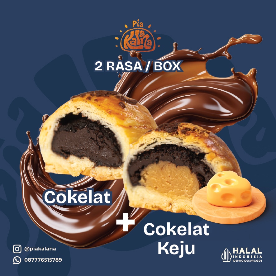 

Pia Kalana Khas Bali - 2 Rasa ( Cokelat dan Cokelat Keju) isi 8 pcs / box