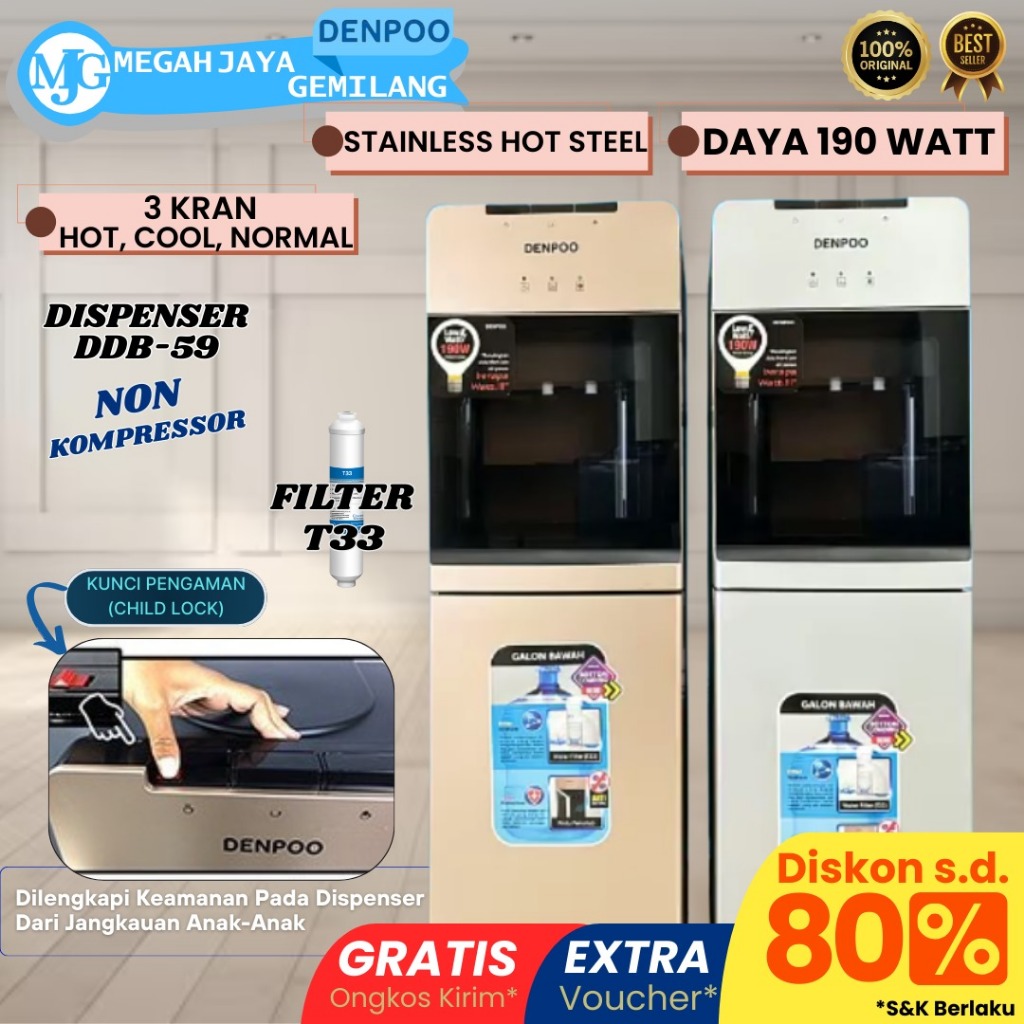 Dispenser Galon Bawah Non Kompressor Denpoo - DDB 59