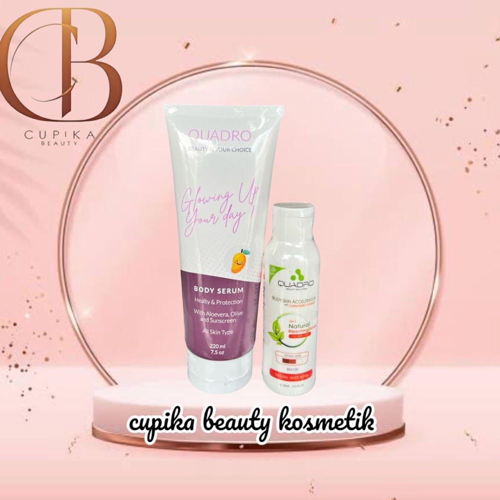 ki] QUADRO paket pemutih kulit body serum + bleaching scru accelerator 2in1 healthy & protection