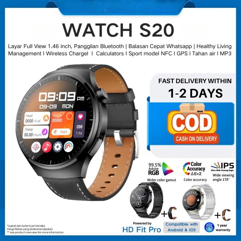 Jam tangan S20 dengan Jam tangan smartwatch Jam tangan smartwatch tahan air Jam tangan