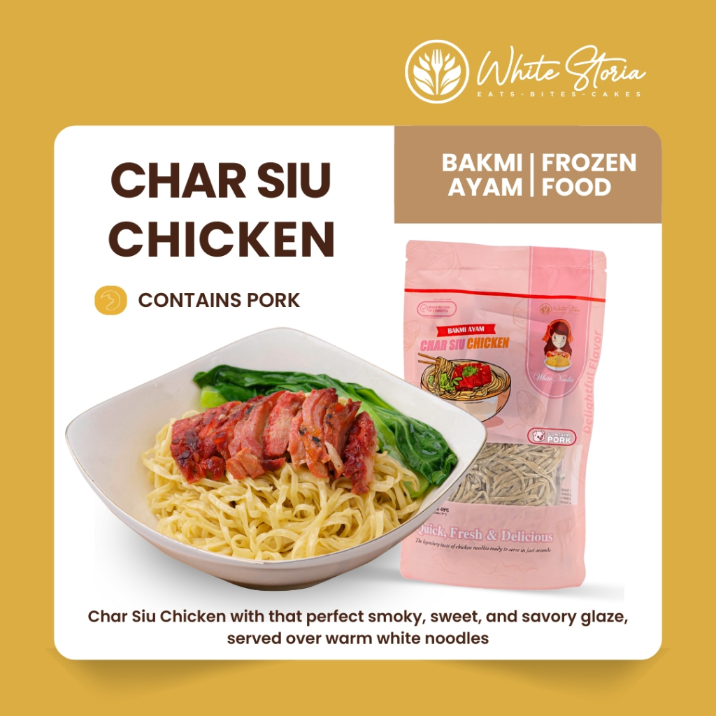 

WHITE STORIA - Bakmi Ayam Frozen Premium - White Noodles Char Siu Chicken - CONTAINS PORK