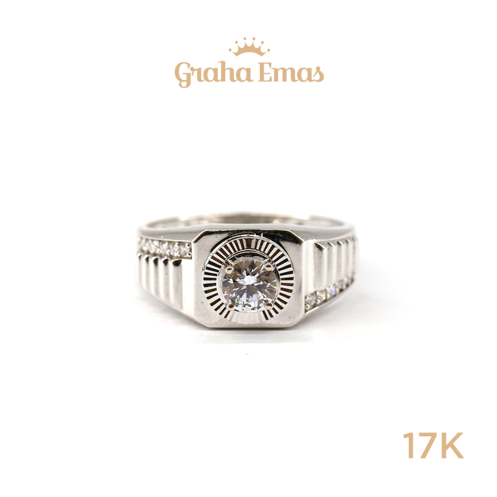 Graha Emas Cincin Emas Putih Cowo 17K - White Gold Man Ring 17 Carat M583