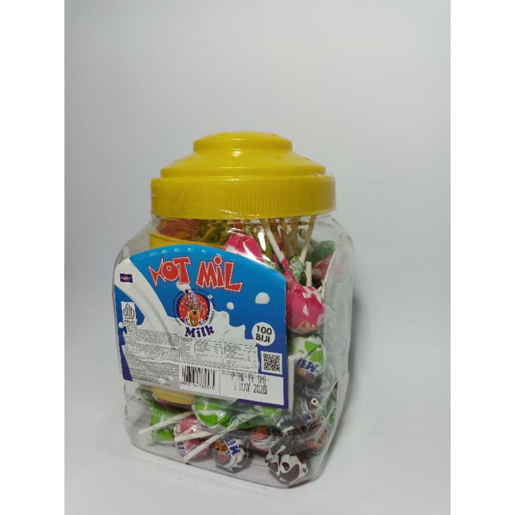 

Permen Hot Mil Lolipop toples isi 100 pcs