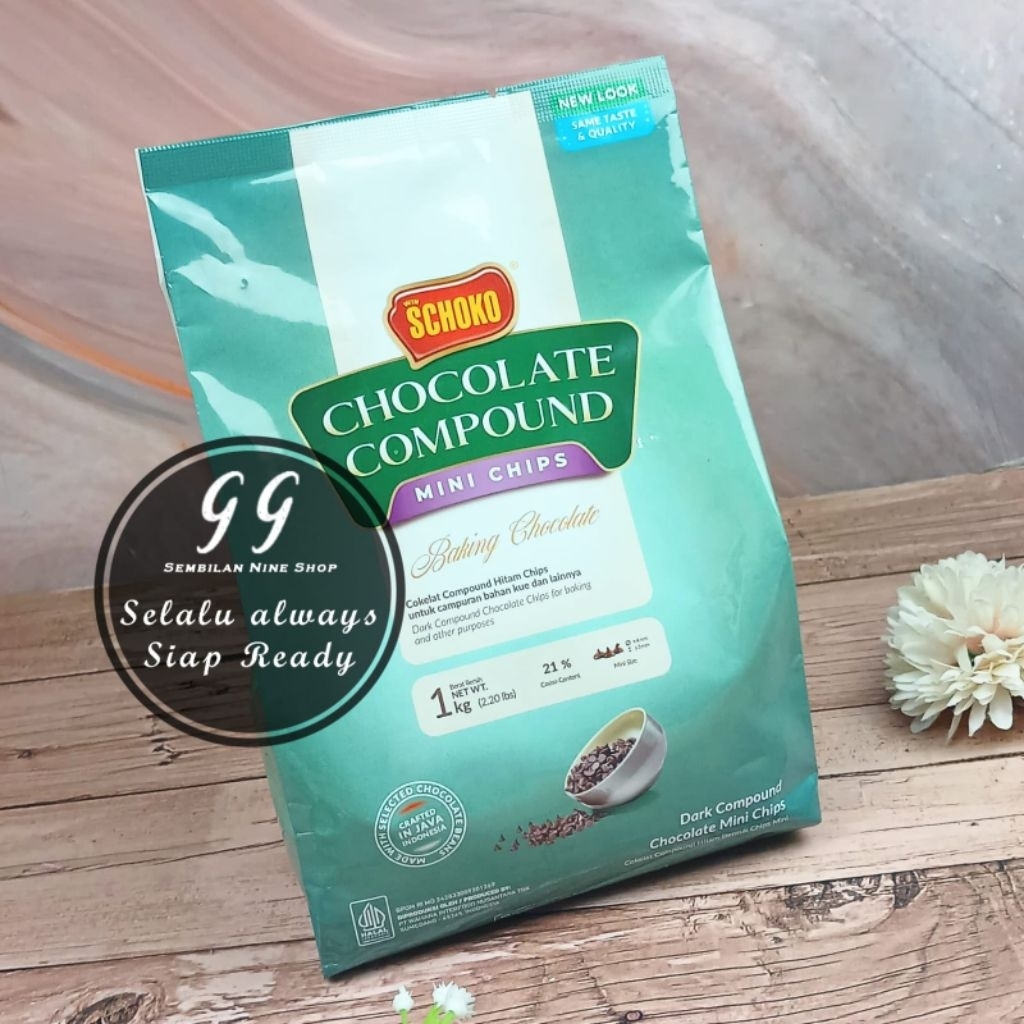 

SCHOKO MINI Choco CHIPS Diameter 5 mm 1 KG Chocochip Dark Chocolate cokelat Coklat Compound Hitam