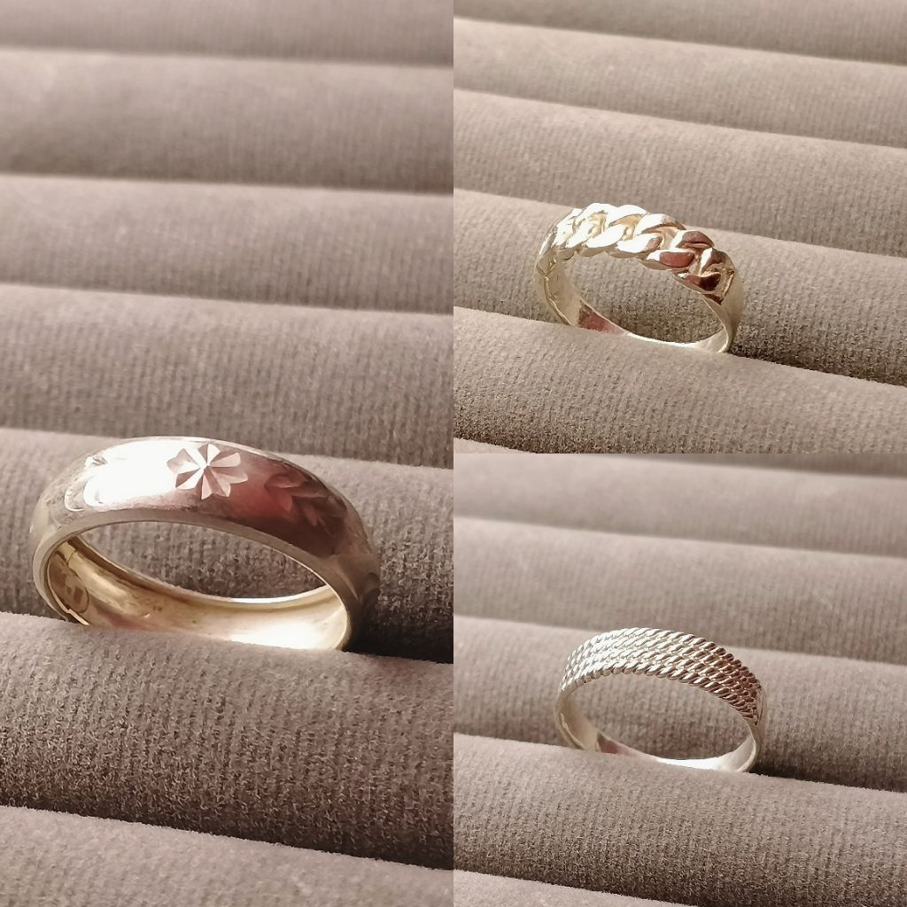 Cincin Perak Polos/Cincin Pria Wanita/Cincin Perak Terbaru/Lapis Emas Putih