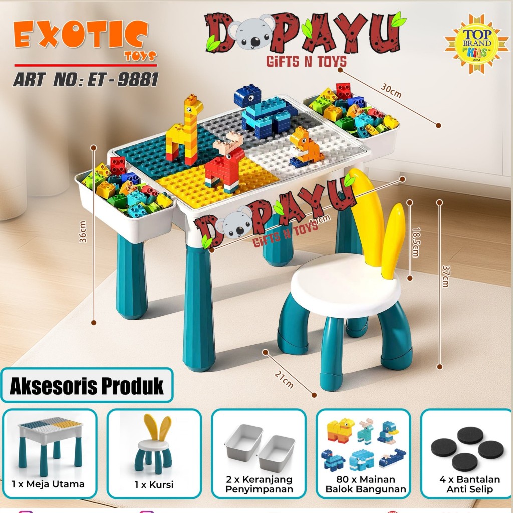 MEJA MULTIFUNGSI Aktivitas Anak ET-9881 Exotic MULTIFUNCTIONAL TABLE 1 Kursi ET9881 Mainan Edukasi 8