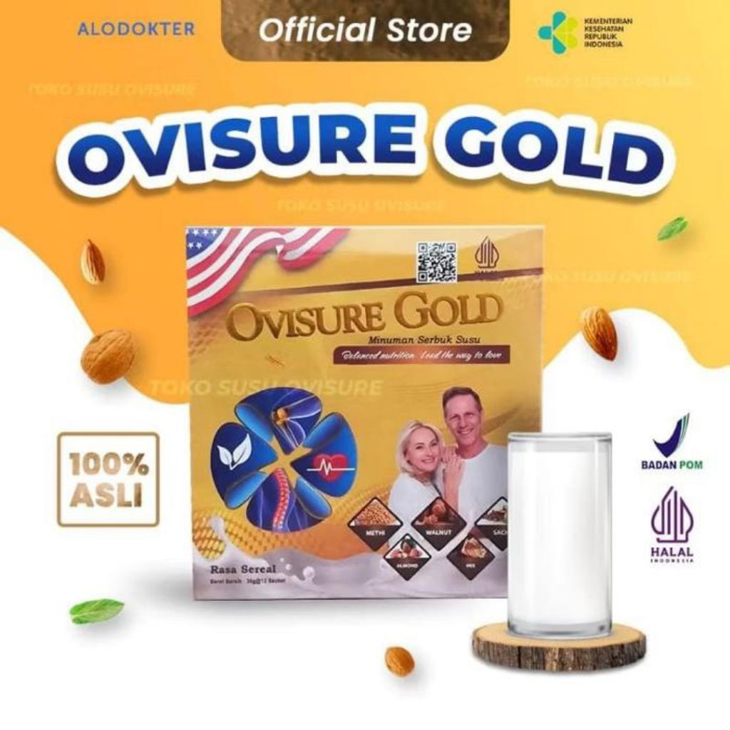 

( Paket 1 Box ) New Ovisure Gold Official Store Asli Susu Bubuk Murni Vitamin Mengobati Nyeri Sendi Ampuh - Ovisure Gold Milk 1 Box Isi 12 Sachet
