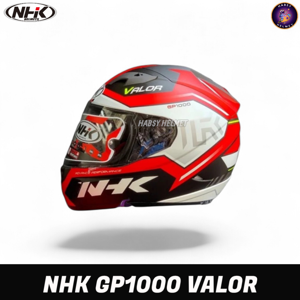 Helm NHK GP1000 MOTIF VALOR BLACK RED DOFF DOUBLE VISOR FULL FACE