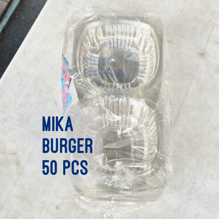 Mika Burger Donat ( 50 pcs ) Box Hamburger Tempat Plastik Wadah