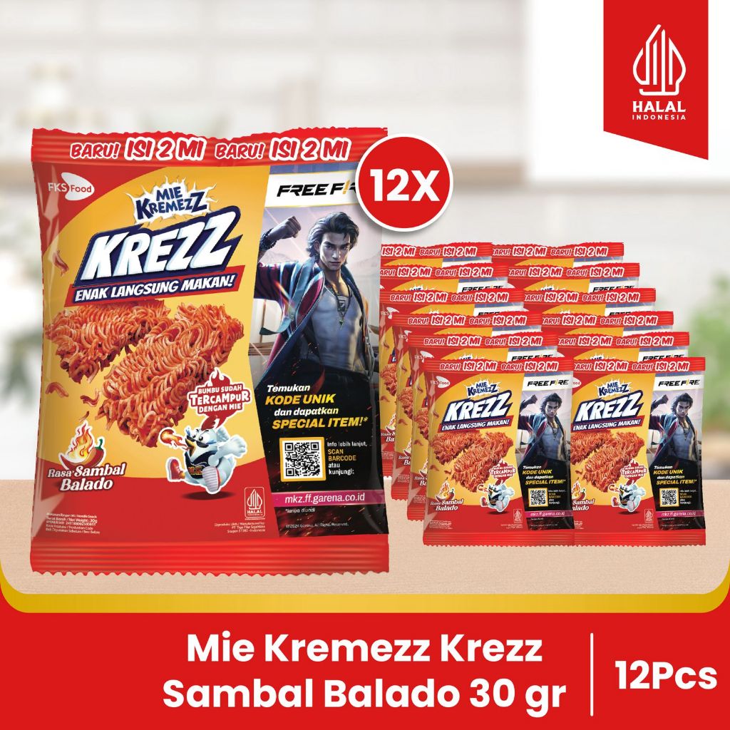 

Paket Bundling - Mie Kremezz Krezz - Sambal Balado - 30gr - 12pcs