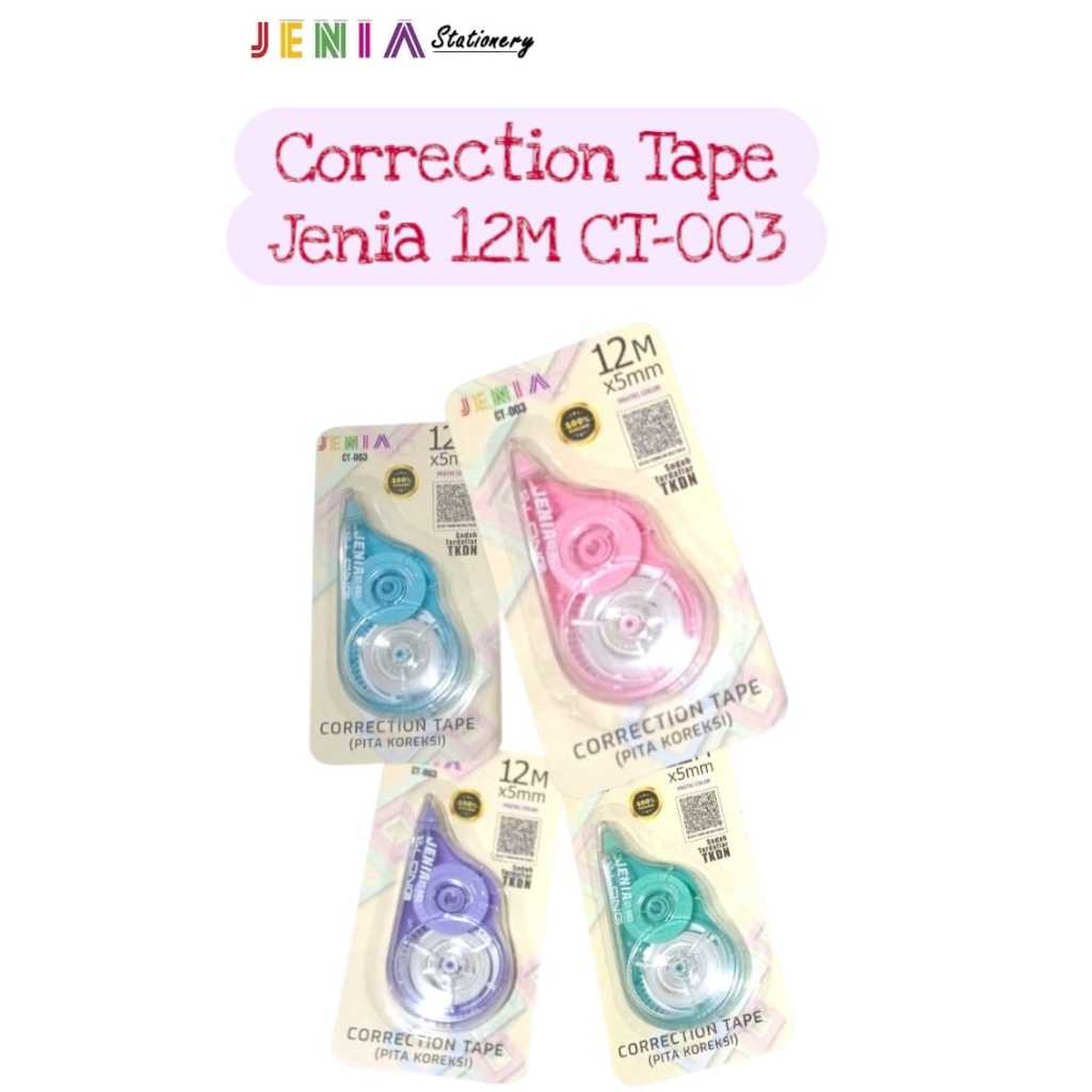 

Correction Tape Jenia CT-003 12 Meter x 5mm/Pita Koreksi 12 Meter