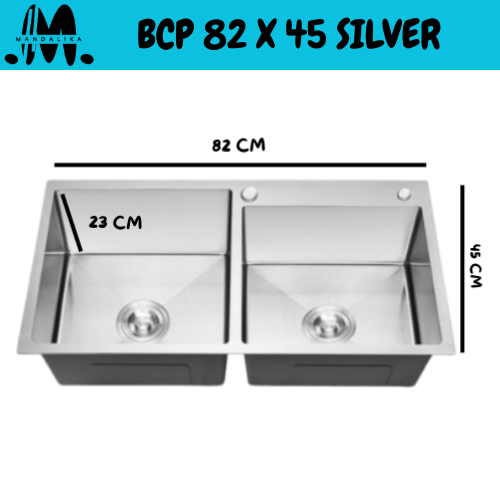 Kitchen Sink 2 Lubang Wastafel Cuci Piring 2 Lubang Bak Cuci Piring 2 Lubang Stainless Steel 8245 Do