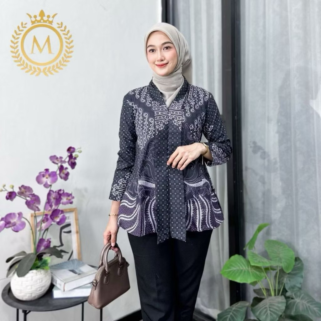 PROMO blus batik wanita modern / kebaya batik kantor M L XL XXL / baju batik wanita modern / blus