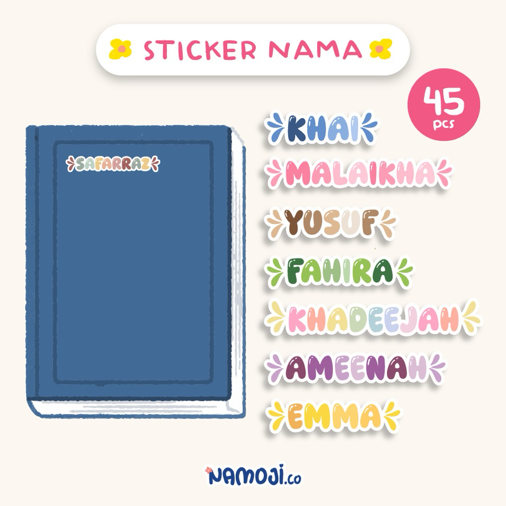 

Sticker Nama Custom | Sticker Nama Anak | Aesthetic | Label Nama Buku Sekolah | Namoji.co