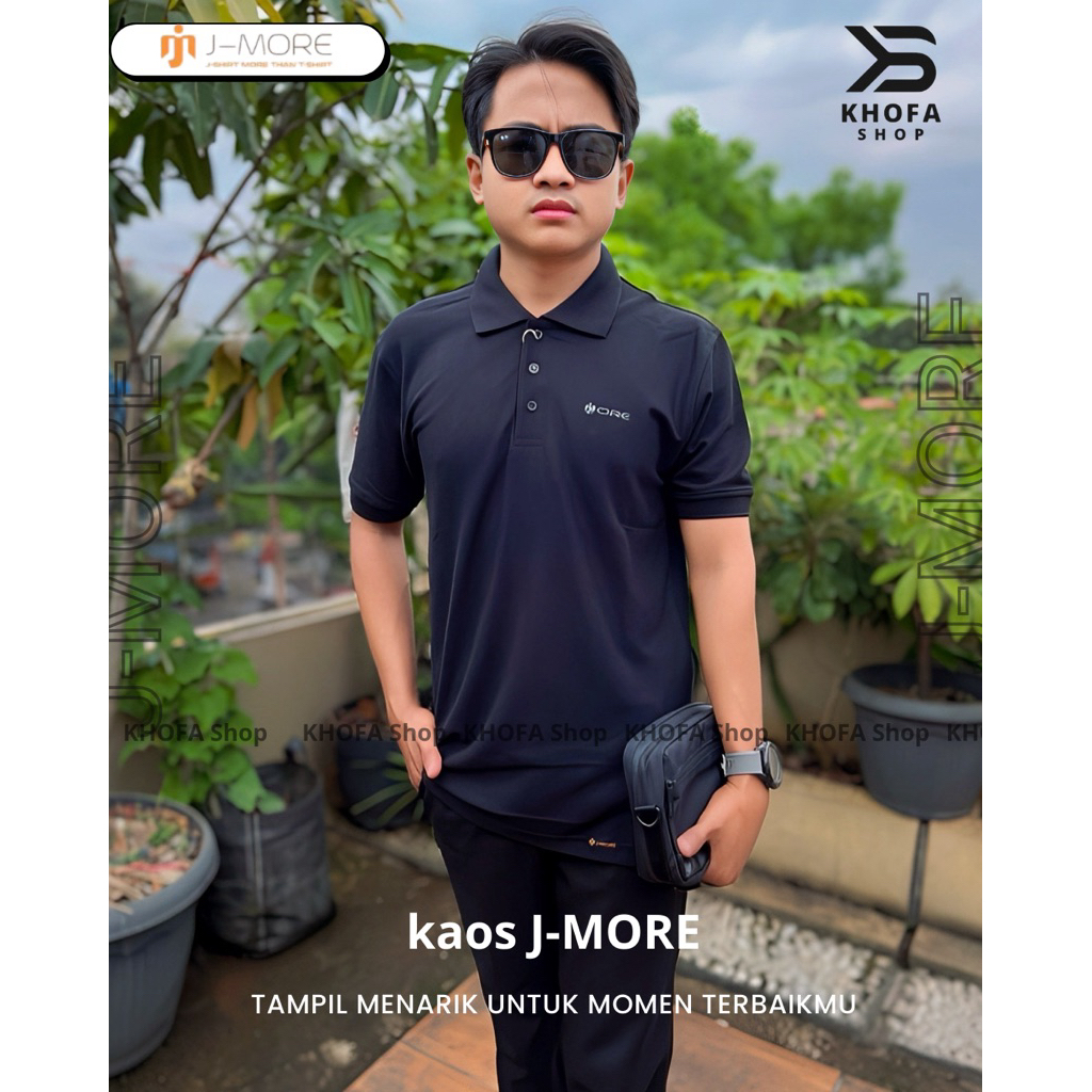 Kaos HITAM PUTIH Kerah Wangki Pria Unisex By JMORE Bahan Lacos  24s Slimfit Simpel Polos