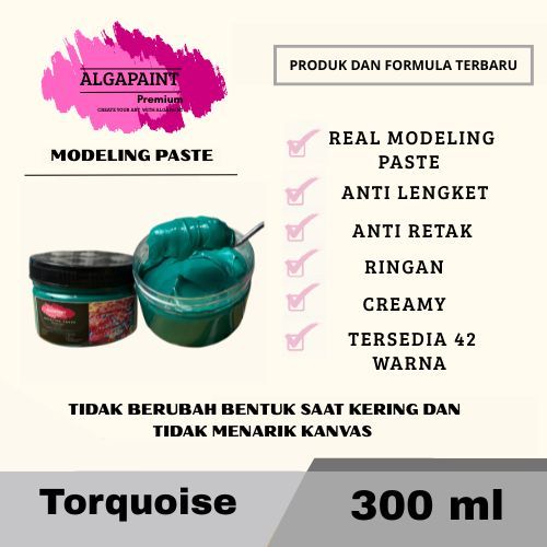 

Algapaint premium modeling paste TORQUOISE / sculpture / impasto /teksture art / tekstur / lukisan aesthetic / cat akrilik /painting / relief /water base