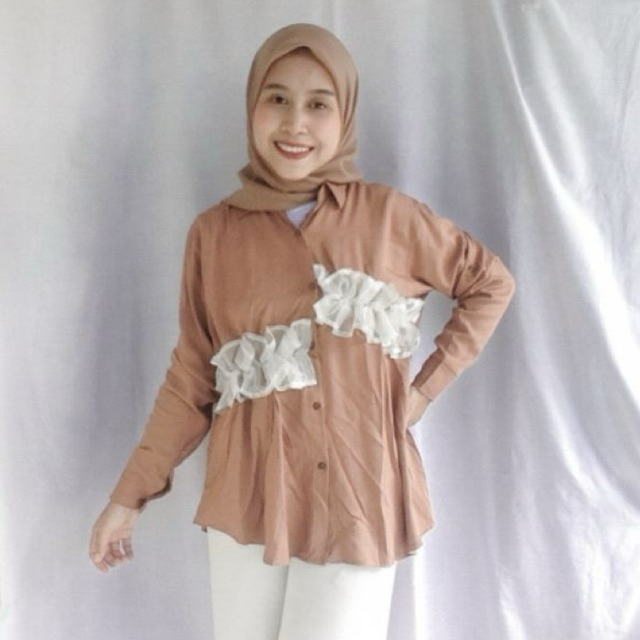 [Preloved] KEMEJA RAYON RUFFLE ORGANZA