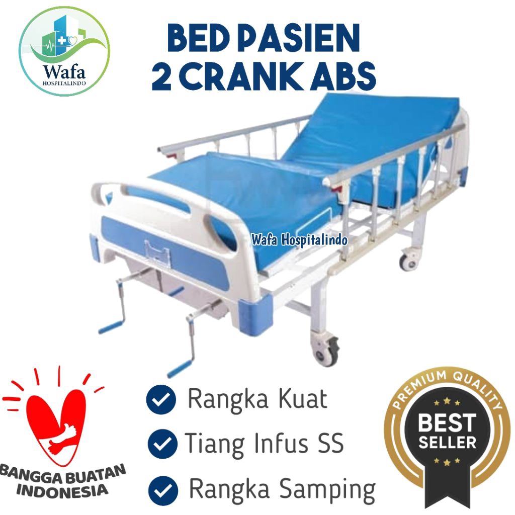 Bed Pasien 2 Crank Abs | Kasur Pasien Rumah Sakit 2 Engkol | Tempat Tidur Pasien Rumah Sakit 2 Crank