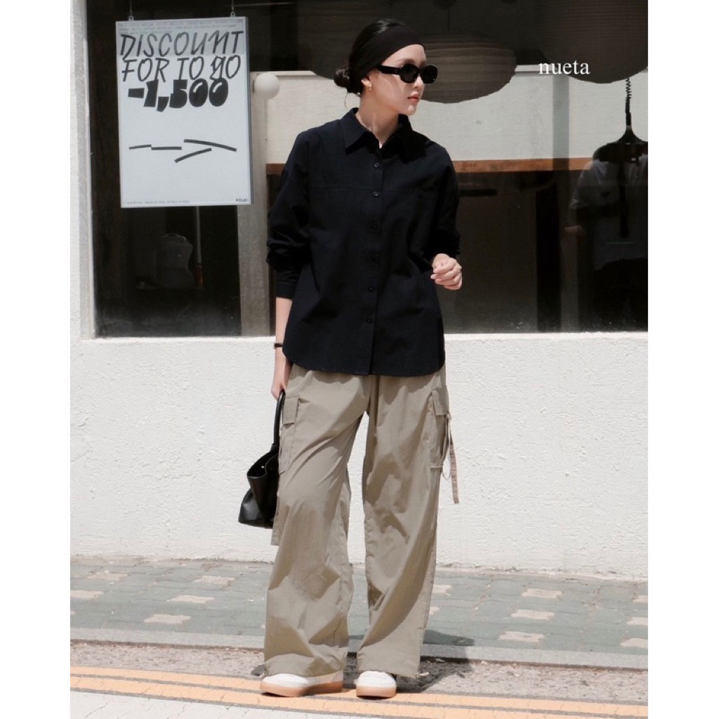 Nueta PARACHUTE CARGO PANTS NUETA - BLACK