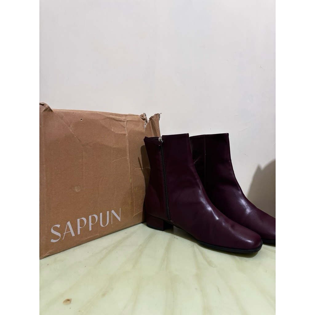 [NEW] SAPPUN KOREA ORIGINAL ankle boots wine